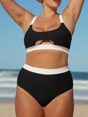 Berlook Contrast Trim High Waisted Bikini